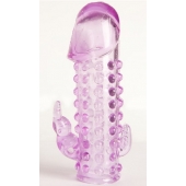 Закрытая фиолетовая насадка с 2 отростками - 13 см. - Toyfa Basic - в Рубцовске купить с доставкой