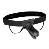 Полый страпон с двумя отростками и вибрацией Unisex Vibrating Hollow Strap-On Double Penetrating Dildo - 17,8 см. - Lux Fetish - купить с доставкой в Рубцовске