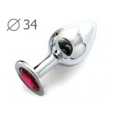 Коническая серебристая анальная втулка с малиновым кристаллом - 8,2 см. - Anal Jewelry Plug - купить с доставкой в Рубцовске