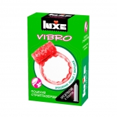 Розовое эрекционное виброкольцо Luxe VIBRO  Поцелуй стриптизёрши  + презерватив - Luxe - в Рубцовске купить с доставкой