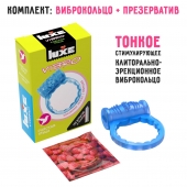 Голубое эрекционное виброкольцо Luxe VIBRO  Райская птица  + презерватив - Luxe - в Рубцовске купить с доставкой