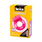 Розовое эрекционное виброкольцо Luxe VIBRO  Ужас Альпиниста  + презерватив - Luxe - в Рубцовске купить с доставкой