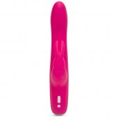Розовый перезаряжаемый вибратор Rabbit Slimline Curve Rechargeable - 24 см. - Happy Rabbit