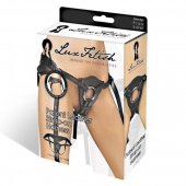 Черные трусики для страпона из патентованной кожи - Lux Fetish - купить с доставкой в Рубцовске