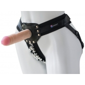 Черный пояс-трусики с насадкой  Гламур Dana  - 15,5 см. - LOVETOY (А-Полимер) - купить с доставкой в Рубцовске