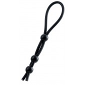 Черное лассо на пенис с тремя бусинами - A-toys - в Рубцовске купить с доставкой