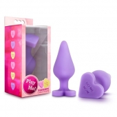 Фиолетовая анальная пробка Naughty Candy Heart Do Me Now - 8,9 см. - Blush Novelties - купить с доставкой в Рубцовске