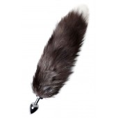 Серебристая металлическая анальная втулка с хвостом чернобурой лисы - размер S - ToyFa - купить с доставкой в Рубцовске