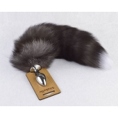 Серебристая анальная пробка с пушистым хвостиком - Sitabella - купить с доставкой в Рубцовске