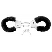 Меховые чёрные наручники Beginner s Furry Cuffs - Pipedream - купить с доставкой в Рубцовске