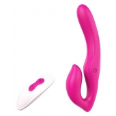 Ярко-розовый безремневой страпон REMOTE DOUBLE DIPPER - 22 см. - Dream Toys - купить с доставкой в Рубцовске