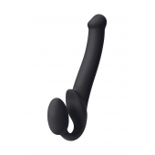 Черный безремневой страпон Silicone Bendable Strap-On M - Strap-on-me - купить с доставкой в Рубцовске