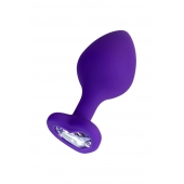 Фиолетовая анальная втулка Diamond Heart с прозрачным кристаллом - 8 см. - ToyFa - купить с доставкой в Рубцовске