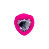 Розовая анальная втулка Diamond Heart с прозрачным кристаллом - 9,5 см. - ToyFa - купить с доставкой в Рубцовске