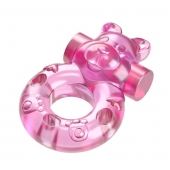 Розовое эрекционное виброкольцо на пенис Pink Bear - Baile - в Рубцовске купить с доставкой