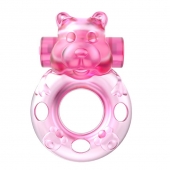 Розовое эрекционное виброкольцо на пенис Pink Bear - Baile - в Рубцовске купить с доставкой