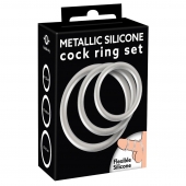 Набор из 3 эрекционных колец под металл Metallic Silicone Cock Ring Set - Orion - в Рубцовске купить с доставкой