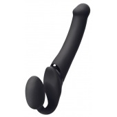 Черный безремневой вибрострапон Silicone Bendable Strap-On M - Strap-on-me - купить с доставкой в Рубцовске