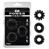 Набор из 3 черных эрекционных колец Gear Up Rings - Chisa - в Рубцовске купить с доставкой