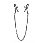Черные зажимы на соски на цепочке BLAZE DELUXE NIPPLE CLAMPS - Dream Toys - купить с доставкой в Рубцовске