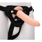 Телесный страпон на черных трусиках STRAP ON REAL DILDO - 20 см. - Dream Toys - купить с доставкой в Рубцовске