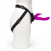 Лиловый страпон Rechargeable Vibrating Strap-On Harness Set - 17,6 см. - Happy Rabbit - купить с доставкой в Рубцовске