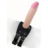 Черный узкий пояс на бедро с телесной насадкой - LOVETOY (А-Полимер) - купить с доставкой в Рубцовске