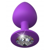 Фиолетовая анальная пробка со стразом Her Little Gem Large Plug - 9,5 см. - Pipedream - купить с доставкой в Рубцовске