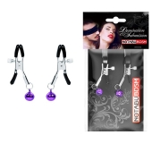 Оригинальные зажимы на соски с фиолетовыми шариками - Notabu - купить с доставкой в Рубцовске