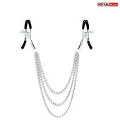 Оригинальные зажимы на соски с тройной цепочкой - Notabu - купить с доставкой в Рубцовске