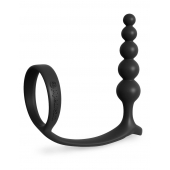 Черная анальная цепочка с эрекционным кольцом Ass-gasm Cockring Anal Beads - Pipedream - в Рубцовске купить с доставкой