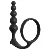 Черная анальная цепочка с эрекционным кольцом Ass-gasm Cockring Anal Beads - Pipedream - в Рубцовске купить с доставкой