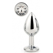 Серебристая анальная втулка с прозрачным кристаллом - 7,1 см. - Dream Toys - купить с доставкой в Рубцовске