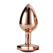 Золотистая анальная втулка с кристаллом-сердечком розового цвета - 7,1 см. - Dream Toys - купить с доставкой в Рубцовске