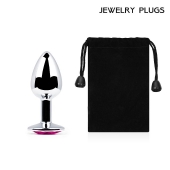 Серебристая анальная пробка с малиновым кристаллом - 7,2 см. - Anal Jewelry Plug - купить с доставкой в Рубцовске