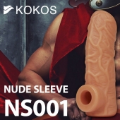 Телесная открытая насадка-реалистик с подхватом мошонки Nude Sleeve M - 12 см. - KOKOS - в Рубцовске купить с доставкой