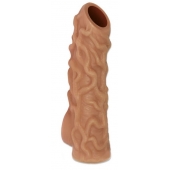 Телесная насадка с венками и открытой головкой Nude Sleeve L - 14 см. - KOKOS - в Рубцовске купить с доставкой