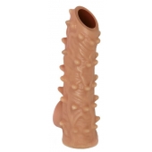Телесная насадка с шипами и открытой головкой Nude Sleeve L - 14 см. - KOKOS - в Рубцовске купить с доставкой