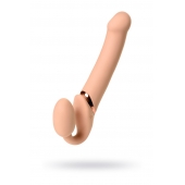 Телесный безремневой вибрострапон Vibrating Bendable Strap-On L - Strap-on-me - купить с доставкой в Рубцовске