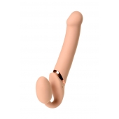Телесный безремневой вибрострапон Vibrating Bendable Strap-On L - Strap-on-me - купить с доставкой в Рубцовске