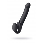 Черный безремневой вибрострапон Vibrating Bendable Strap-On L - Strap-on-me - купить с доставкой в Рубцовске