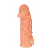 Телесная закрытая насадка с венками Cock Sleeve Size L - 17,6 см. - KOKOS - в Рубцовске купить с доставкой