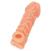 Телесная закрытая насадка с венками Cock Sleeve Size L - 17,6 см. - KOKOS - в Рубцовске купить с доставкой