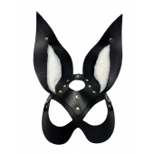 Черная маска зайки с белым мехом на ушках Miss Bunny - БДСМ Арсенал - купить с доставкой в Рубцовске