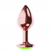 Пробка цвета розового золота с лаймовым кристаллом Diamond Emerald Shine S - 7,2 см. - Lola Games - купить с доставкой в Рубцовске