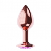 Пробка цвета розового золота с лиловым кристаллом Diamond Quartz Shine L - 8,3 см. - Lola Games - купить с доставкой в Рубцовске