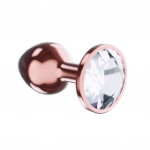 Пробка цвета розового золота с прозрачным кристаллом Diamond Moonstone Shine L - 8,3 см. - Lola Games - купить с доставкой в Рубцовске