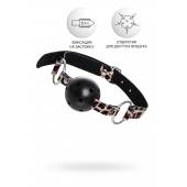 Черный кляп-шар на леопардовых ремешках Anonymo - ToyFa - купить с доставкой в Рубцовске