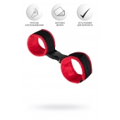 Красно-черные велюровые наручники Anonymo - ToyFa - купить с доставкой в Рубцовске