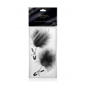 Зажимы на соски с черными пуховыми кисточками Sweet Caress Feather Nipple Clumps - Sweet Caress - купить с доставкой в Рубцовске